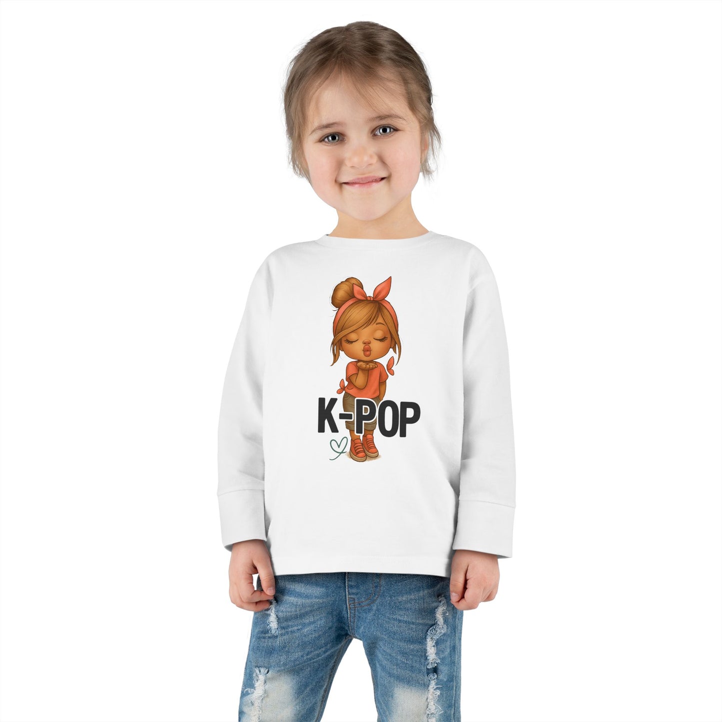 K-Pop Toddler Long Sleeve Tee, Cute K-Pop Shirt, Gift for Kids, Playtime Tee, Musical Kids Apparel, Child's Fashion Top