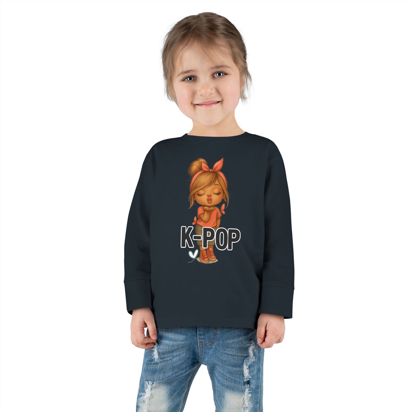 K-Pop Toddler Long Sleeve Tee, Cute K-Pop Shirt, Gift for Kids, Playtime Tee, Musical Kids Apparel, Child's Fashion Top