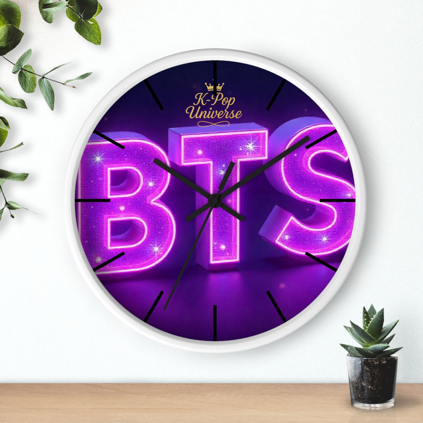 BTS Neon Wall Clock - Fan Gift, Bedroom Decor, K-Pop Collectible, Unique Wall Art, Birthday Present