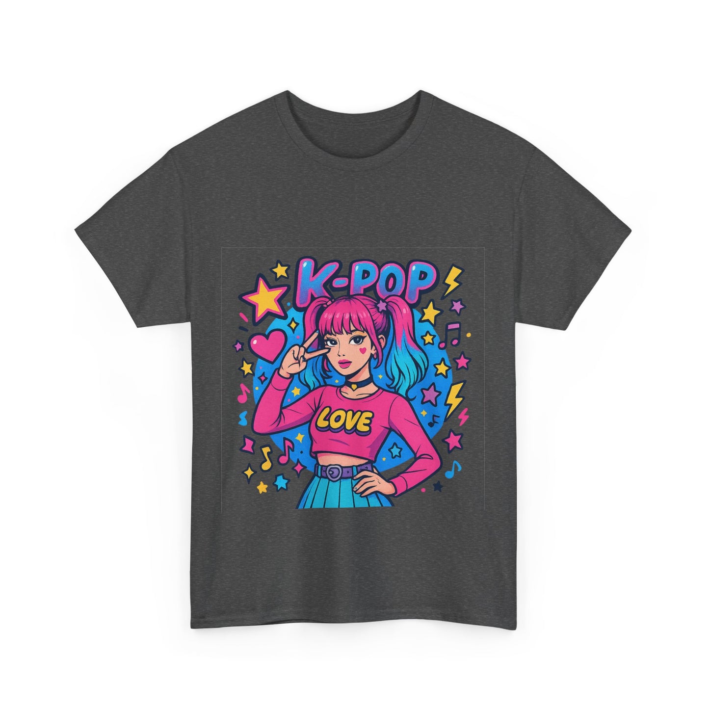 K-Pop Inspired Unisex Heavy Cotton Tee, Trendy T-Shirt, Music Lover Gift, Stylish Outfit, Casual Wear, Concert Apparel