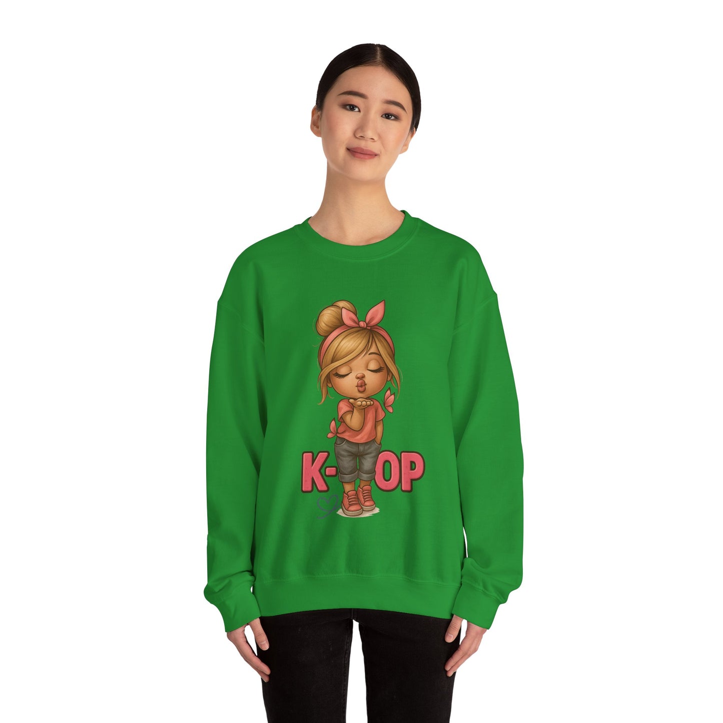 K-Pop Girl Crewneck Sweatshirt, Trendy Gift for Music Lovers, Stylish Cozy Wear, Perfect for Concerts, Fashionable Graphic Sweatshirt