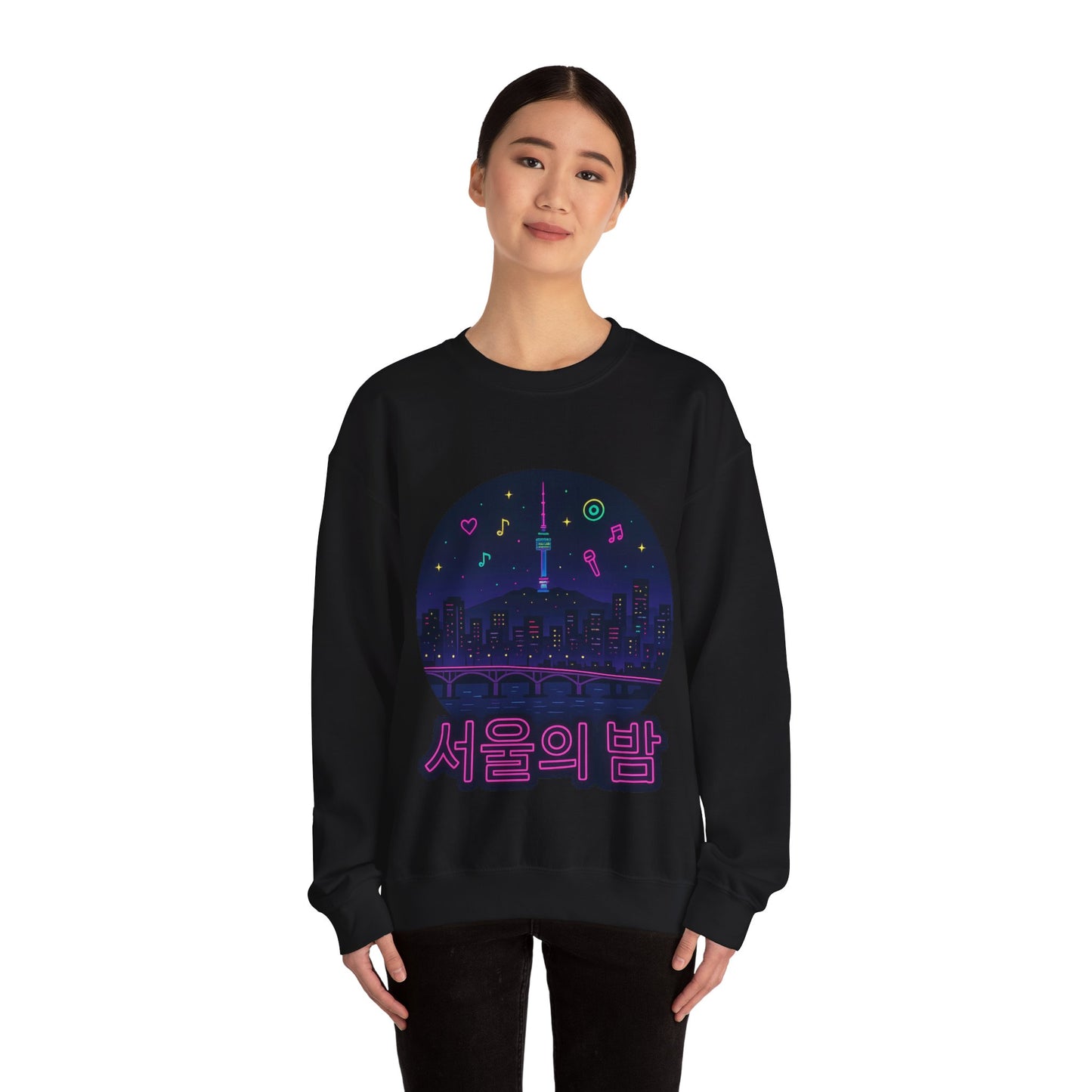 K-Pop Night Crewneck Sweatshirt - Cozy Unisex Top for Fans, Music Lovers, Gift for Birthdays, Concerts, Casual Wear, Seoul Vibes