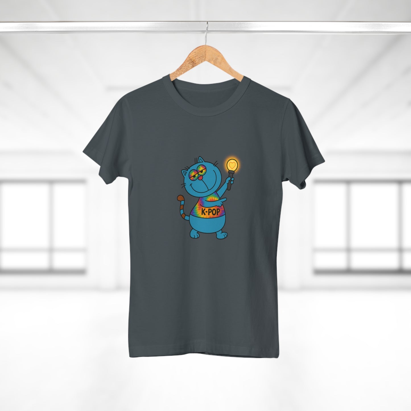 K-Pop Cat T-Shirt, Cute Cat Tee, K-Pop Fan Shirt, Women's Graphic Tee, Trendy Cat Apparel
