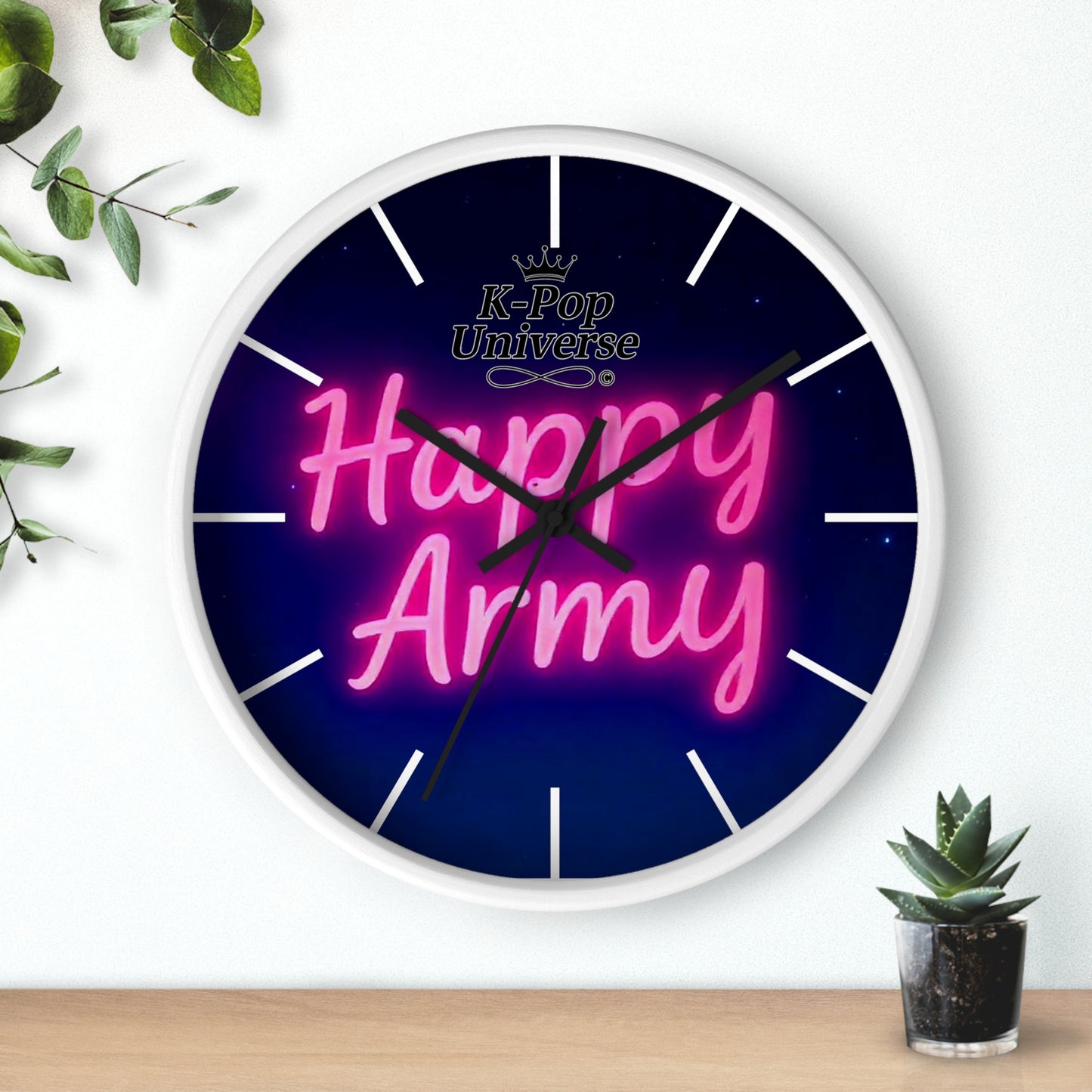 Neon Happy Army Wall Clock - Retro Home Decor, Gift for Soldiers, Army Family, Motivational Decor, Nightstand Clock