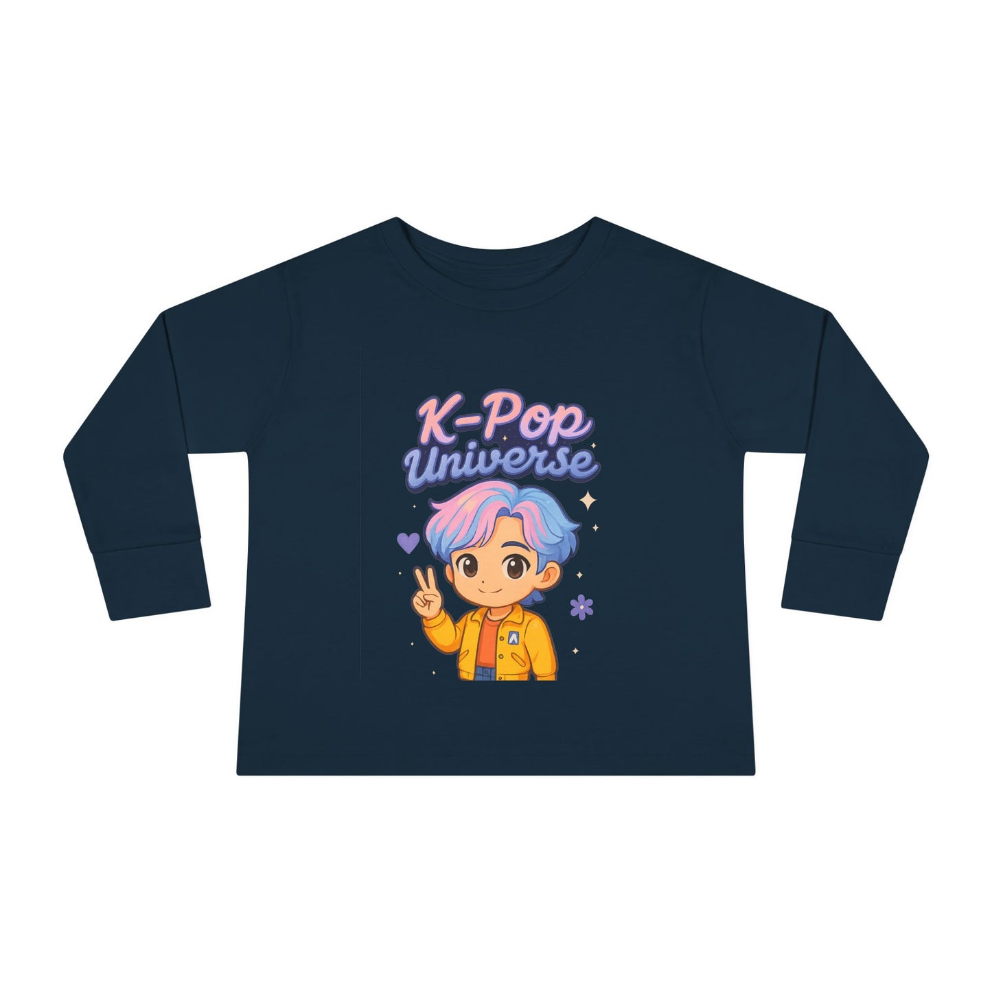 Toddler K-Pop Universe Tee, Cute Kids Shirt, Long Sleeve Top for BTS Fans, Perfect for Birthdays, Gift for Little Ones
