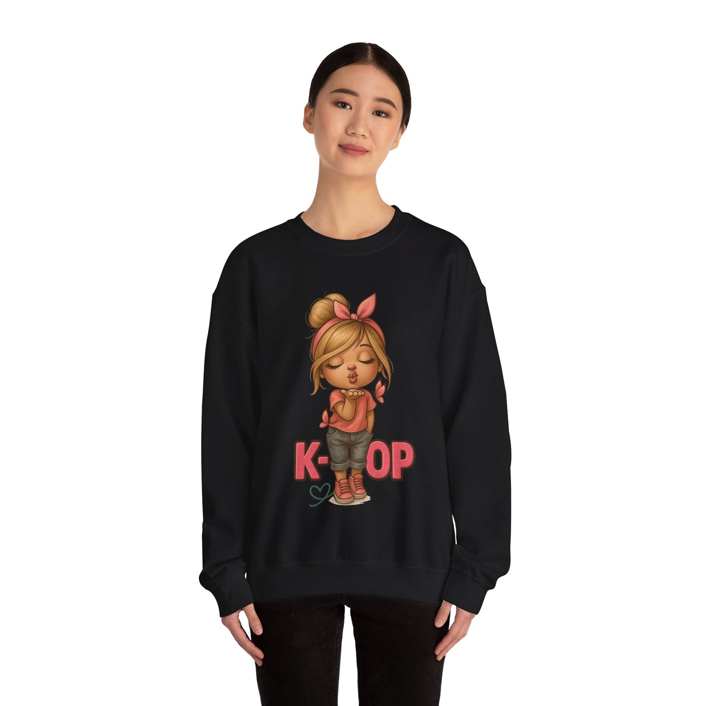 K-Pop Girl Crewneck Sweatshirt, Trendy Gift for Music Lovers, Stylish Cozy Wear, Perfect for Concerts, Fashionable Graphic Sweatshirt