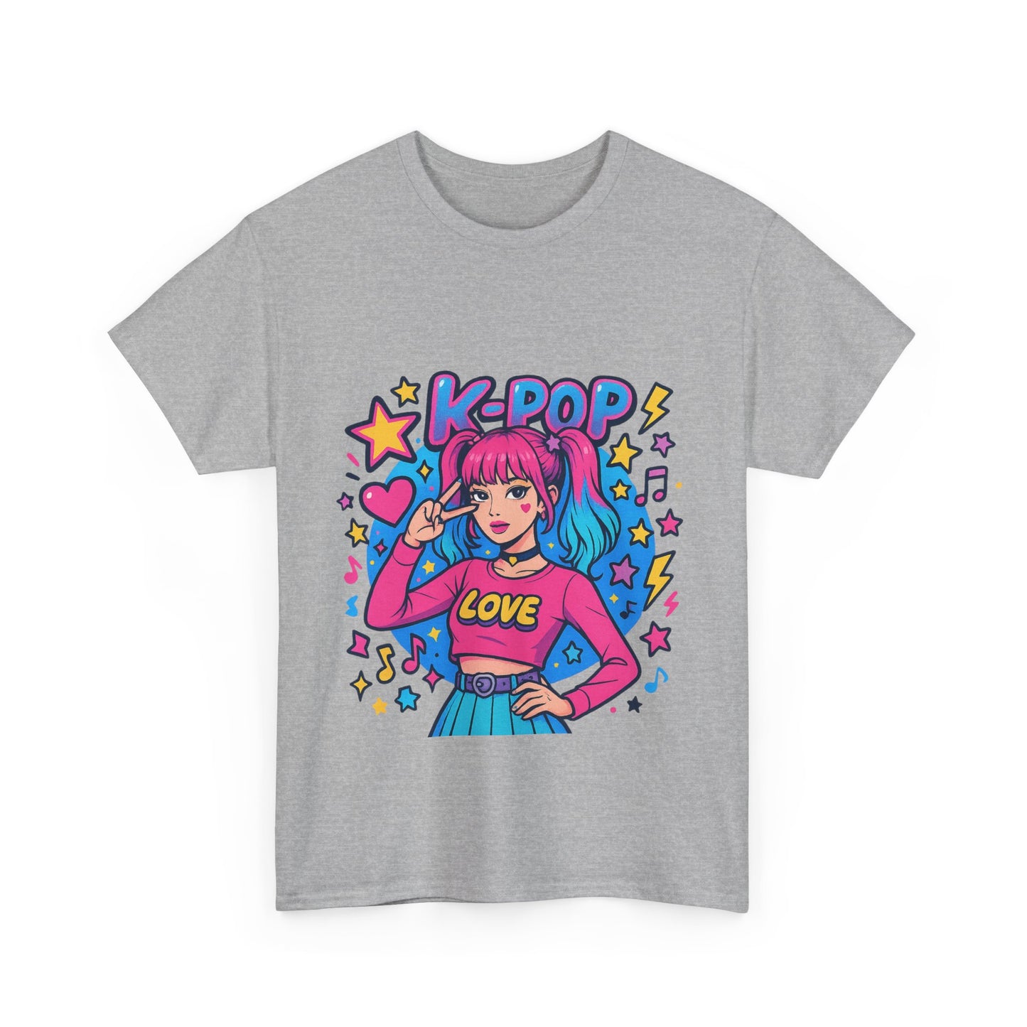 K-Pop Inspired Unisex Heavy Cotton Tee, Trendy T-Shirt, Music Lover Gift, Stylish Outfit, Casual Wear, Concert Apparel