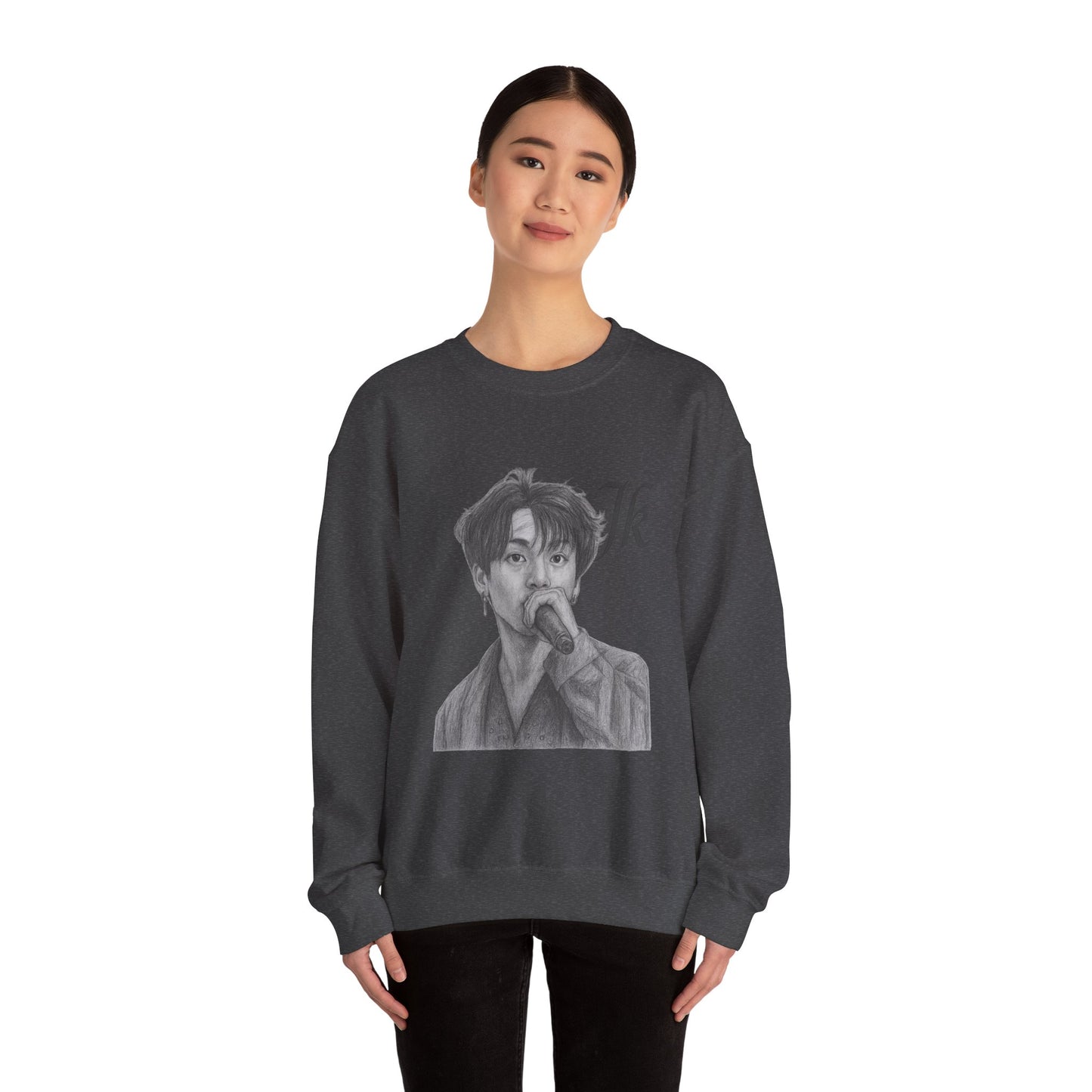 K-Pop Inspired Unisex Crewneck Sweatshirt, JK Sweatshirt, Music Lover Gift, Streetwear, Cozy Fashion, Fan Apparel,jk, BTS, Jungkook