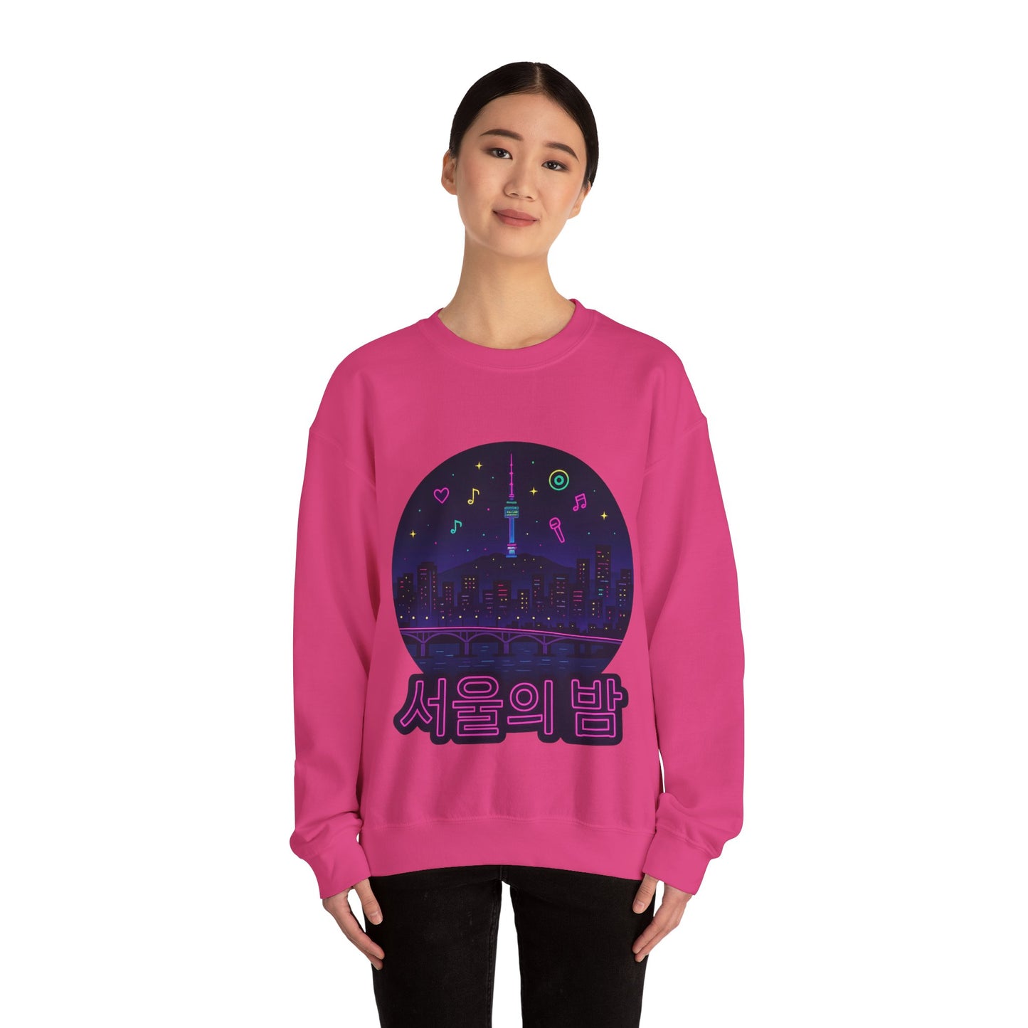 K-Pop Night Crewneck Sweatshirt - Cozy Unisex Top for Fans, Music Lovers, Gift for Birthdays, Concerts, Casual Wear, Seoul Vibes