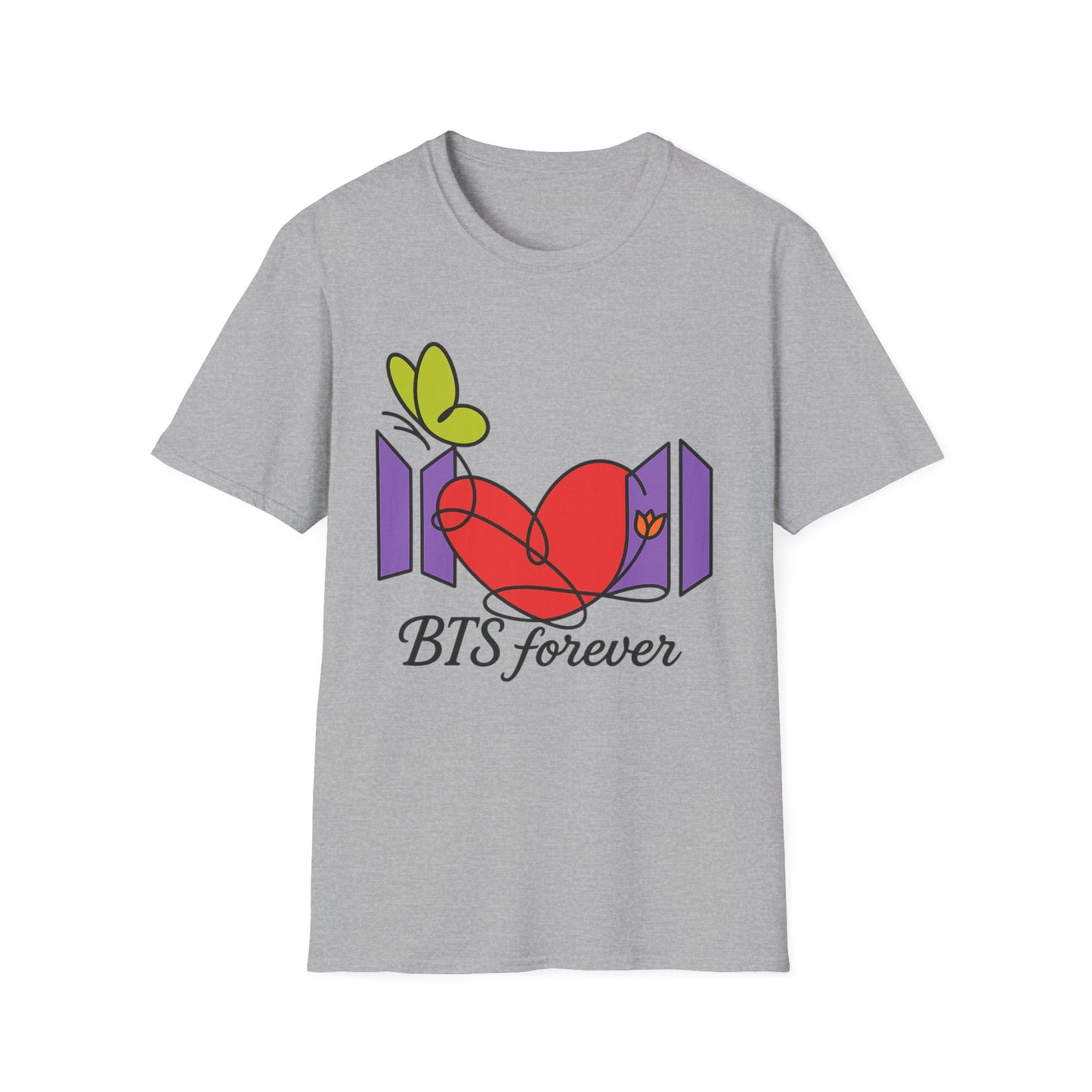 BTS Forever Heart T-Shirt, Unisex Graphic Tees, Music Lover Gift, Trendy Casual Wear, Fan Merchandise, Cute Aesthetic Top
