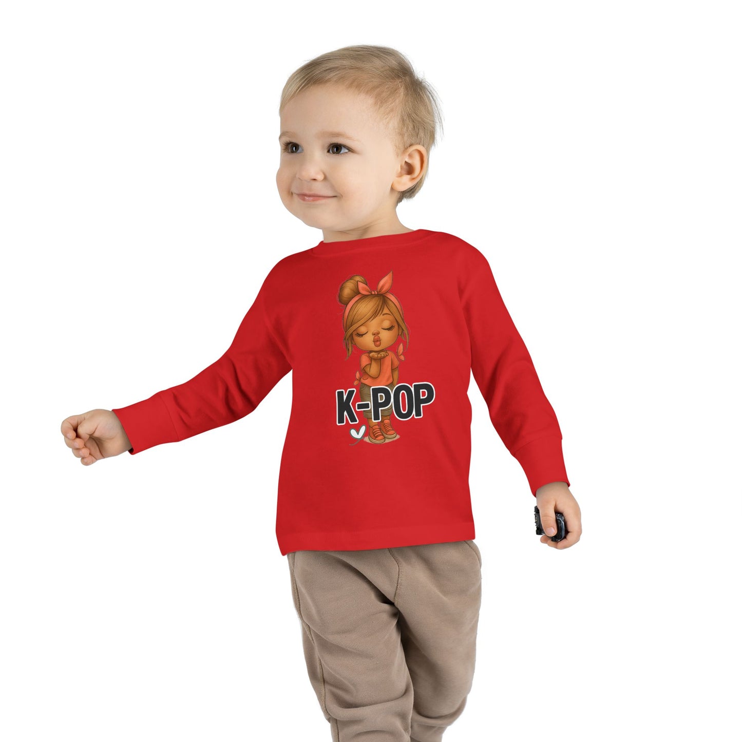K-Pop Toddler Long Sleeve Tee, Cute K-Pop Shirt, Gift for Kids, Playtime Tee, Musical Kids Apparel, Child's Fashion Top