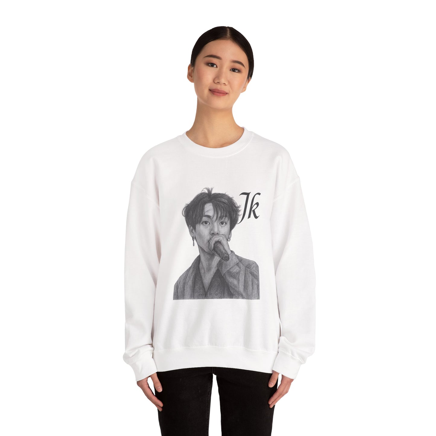 K-Pop Inspired Unisex Crewneck Sweatshirt, JK Sweatshirt, Music Lover Gift, Streetwear, Cozy Fashion, Fan Apparel,jk, BTS, Jungkook
