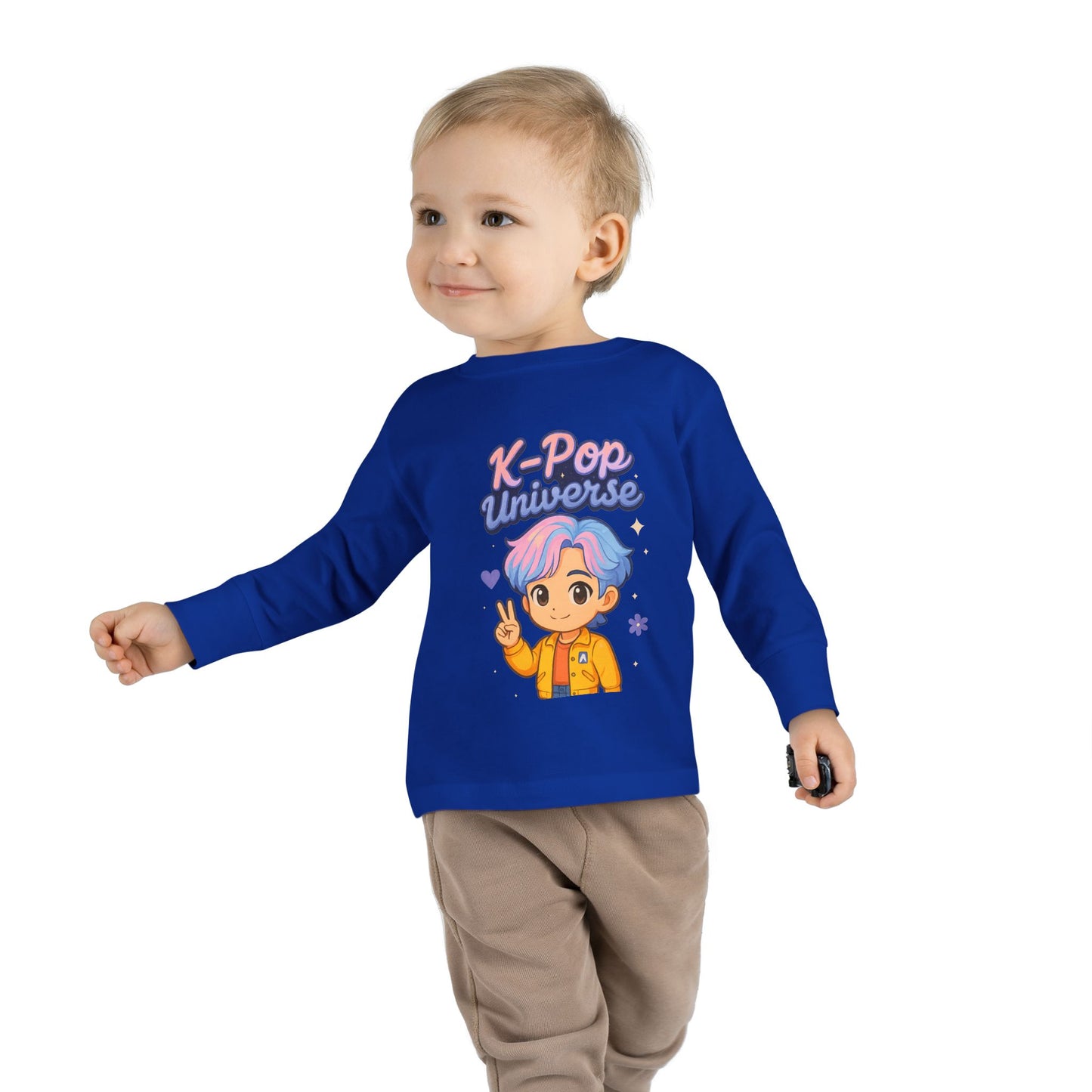 Toddler K-Pop Universe Tee, Cute Kids Shirt, Long Sleeve Top for BTS Fans, Perfect for Birthdays, Gift for Little Ones