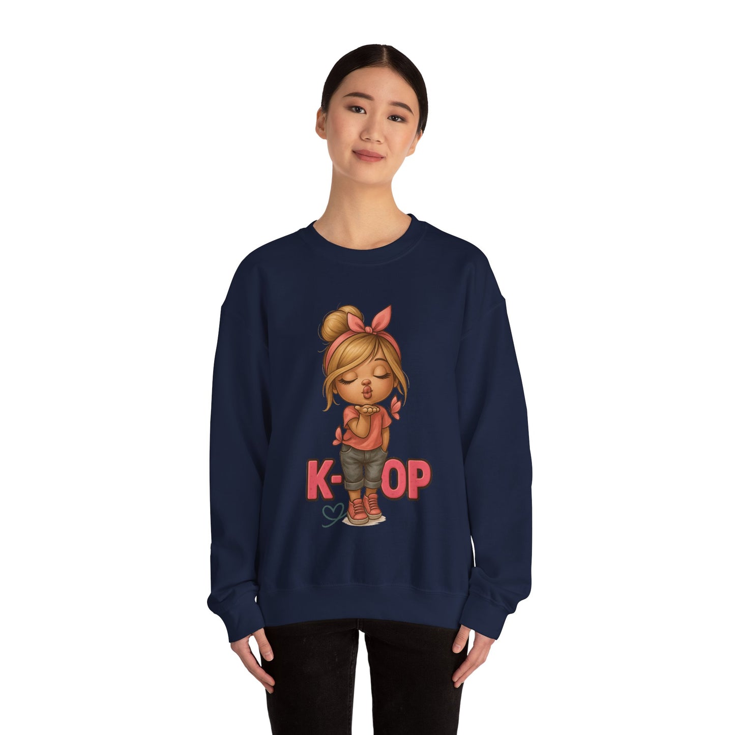 K-Pop Girl Crewneck Sweatshirt, Trendy Gift for Music Lovers, Stylish Cozy Wear, Perfect for Concerts, Fashionable Graphic Sweatshirt