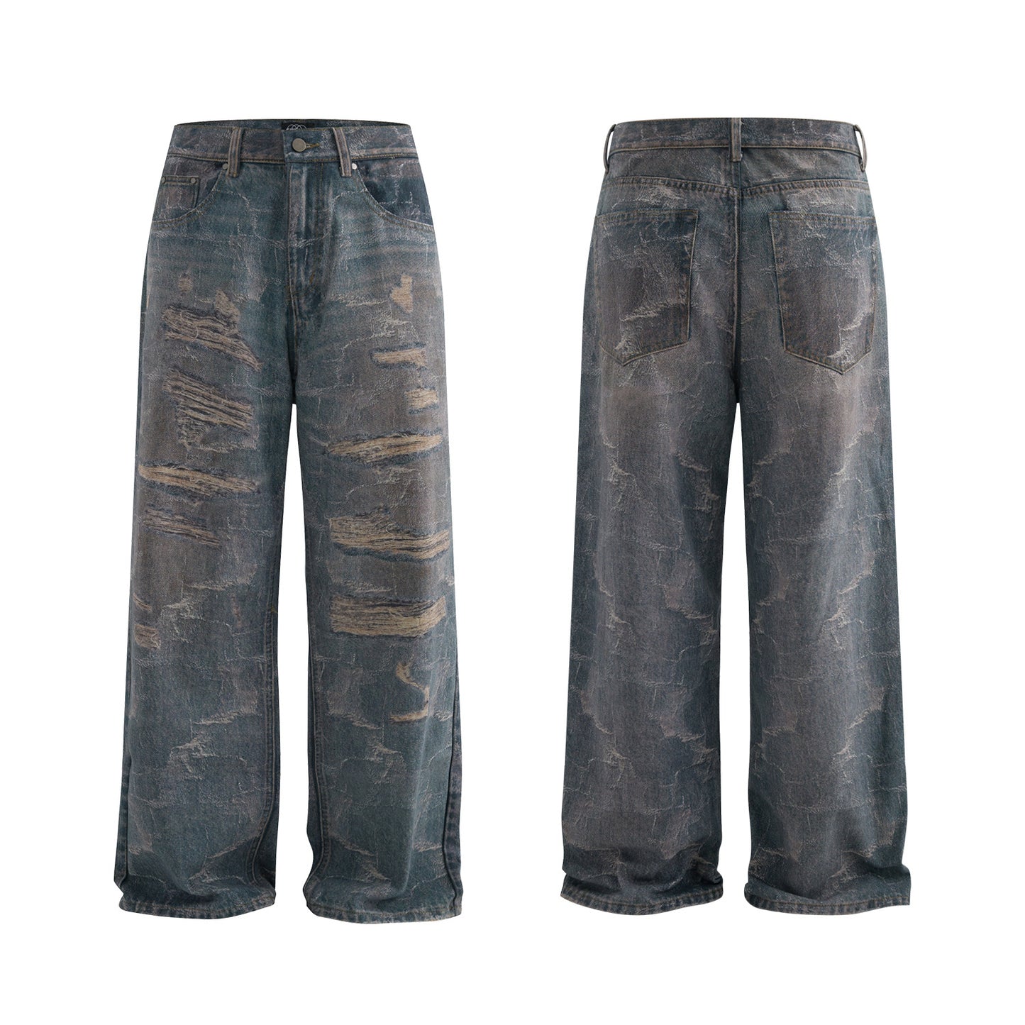 Street Korean Style High-Street Personalized3D Printed Denim Long Pants