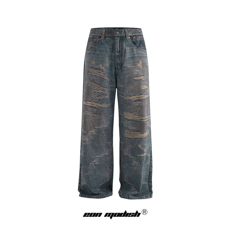 Street Korean Style High-Street Personalized3D Printed Denim Long Pants