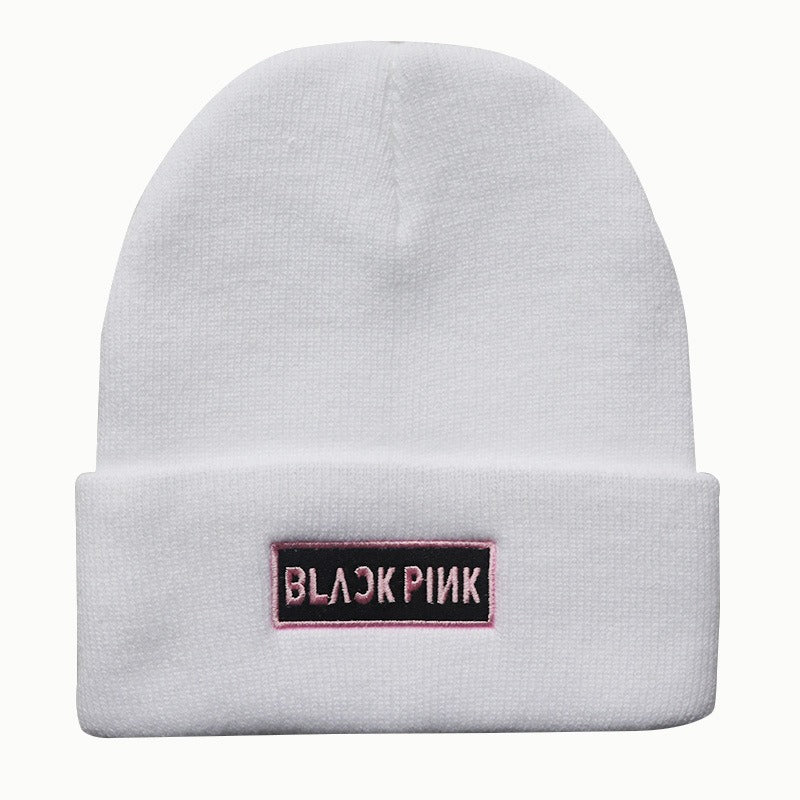 New Men's and Women's Autumn/Winter Trend Korean Blackpink Star Embroidered Knitted Hat Warm Pullover Hat, NelVKpop, K-pop universe