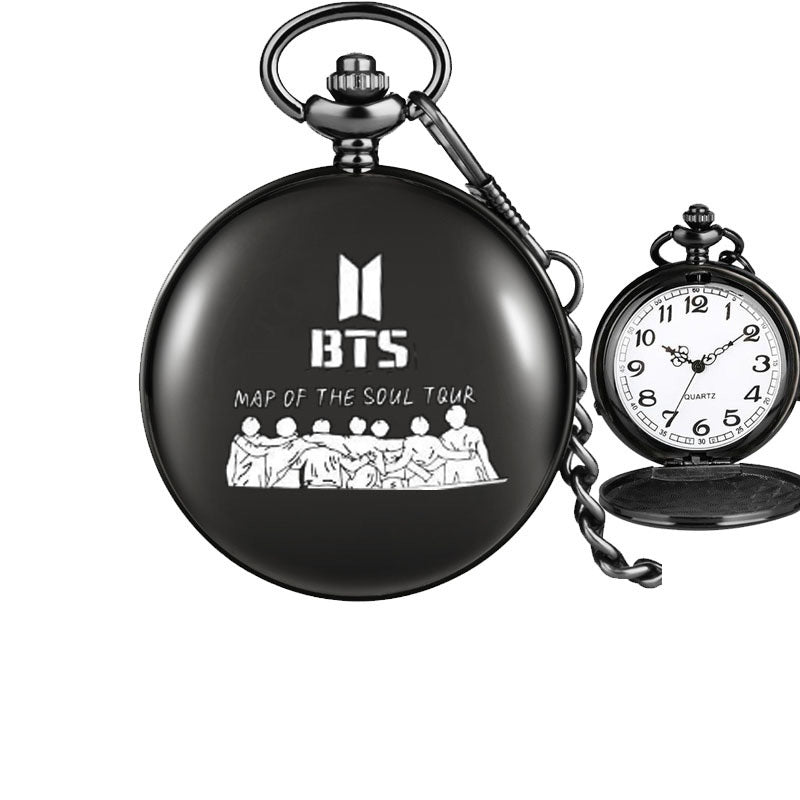 BTS Bulletproof Youth League peripheral pocket watch HOPE V SUGA Kim Namjoon Min Yoongi Park Jimin hanging watch necklace, K-pop universe, NelVKpop