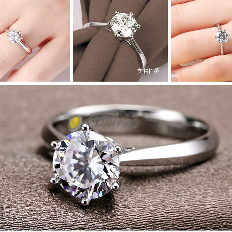 925 Sterling Silver Bridal Jewelry Sets for Women Accessory Cubic Zircon Crystal Necklace Rings Stud Earrings Ring GiftWomen Accessory Cubic Zircon Crystal Necklace Rings Stud Earrings Ring Gift