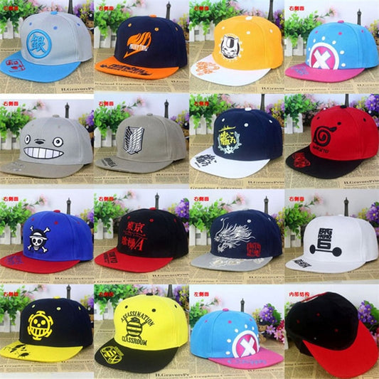 Japan Anime Cartoon One Piece Tokyo Ghoul Attack on Titan Totoro Fairy Tale Naruto Ninja Skull Zapdos Articuno Moltres Cap Hat