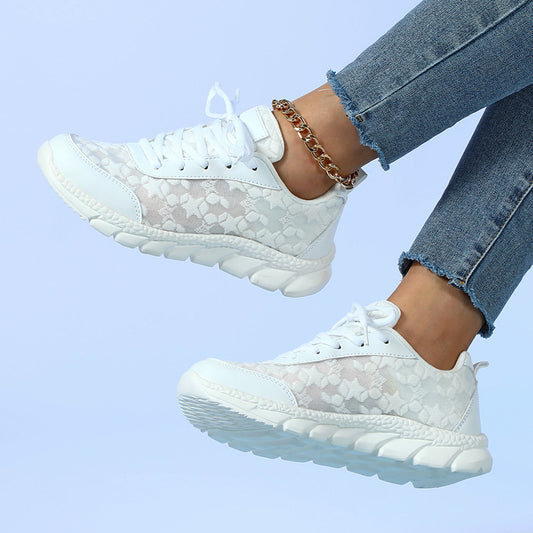 White shoes breathable lightweight casual sports women's shoes soft soled running shoes, unisex