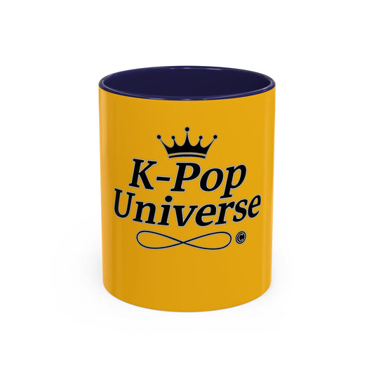 K-Pop Universe Accent Coffee Mug | Perfect for Fans, Gifts for Birthdays, Unique Collectors Item, Vibrant Yellow Mug, Black Handle Mug, K-pop universe