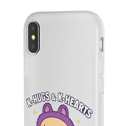 Cute K-Hugs & K-Hearts Flexi Case, Adorable Phone Case, Gift for Kids, Fun Gift, Cute Accessories, Kawaii Style Case