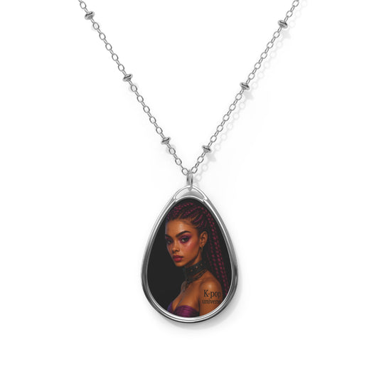 Elegant Oval Necklace with Unique Artwork, Ideal Gift for Friends, Statement Jewelry for Special Occasions, Personalized Accessories/K-pop universe