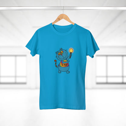 K-Pop Cat T-Shirt, Cute Cat Tee, K-Pop Fan Shirt, Women's Graphic Tee, Trendy Cat Apparel