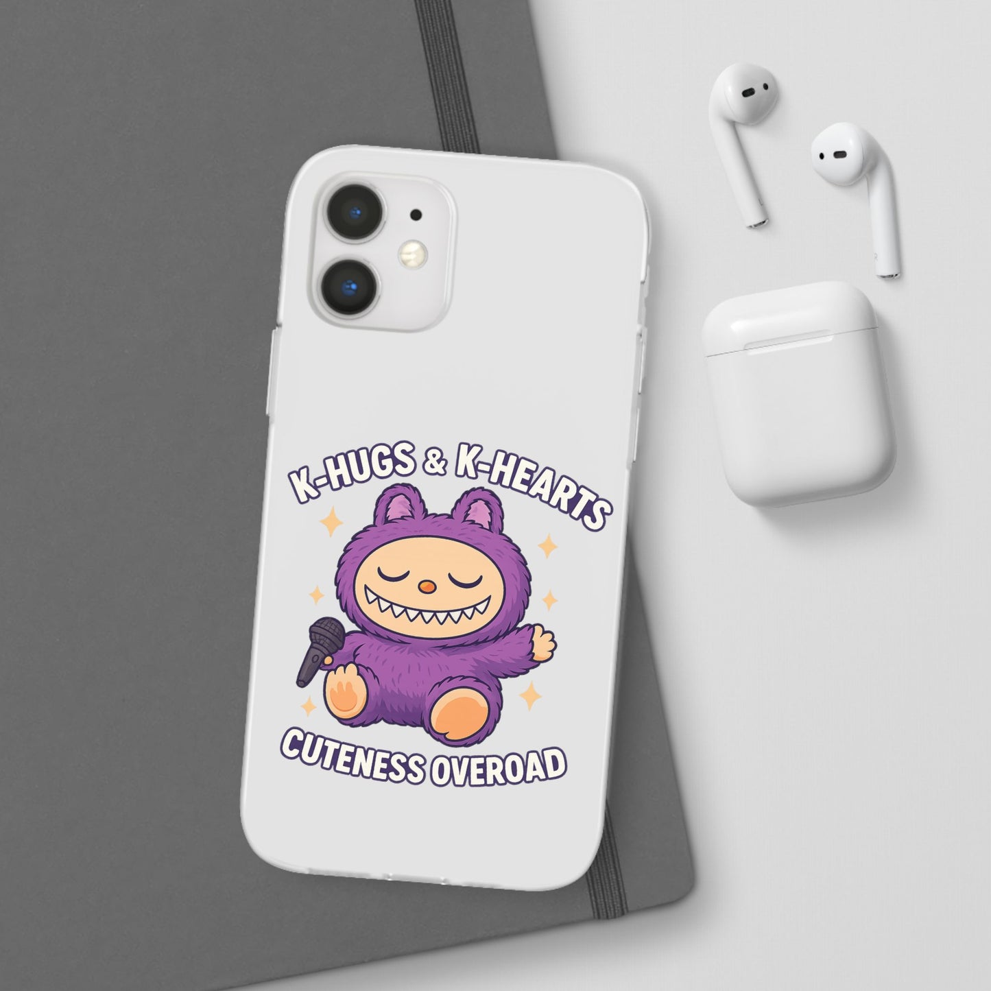 Cute K-Hugs & K-Hearts Flexi Case, Adorable Phone Case, Gift for Kids, Fun Gift, Cute Accessories, Kawaii Style Case