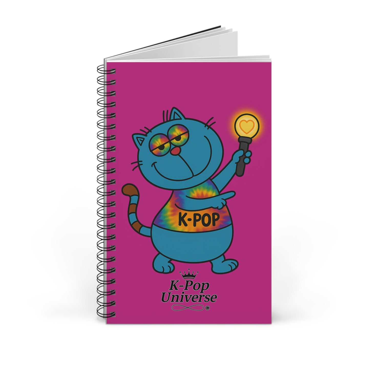 Colorful K-Pop Cat Spiral Journal, Cute Notepad for Artists, Music Lovers, Gift for Friends, School Supplies, Creative Writing