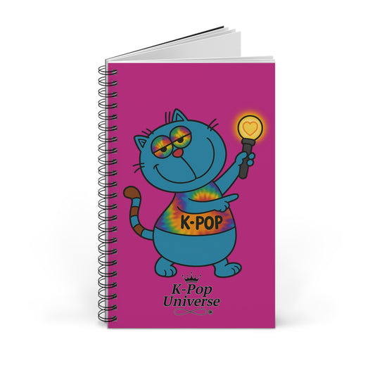 Colorful K-Pop Cat Spiral Journal, Cute Notepad for Artists, Music Lovers, Gift for Friends, School Supplies, Creative Writing