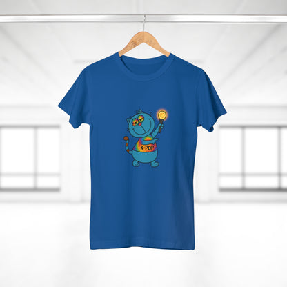 K-Pop Cat T-Shirt, Cute Cat Tee, K-Pop Fan Shirt, Women's Graphic Tee, Trendy Cat Apparel