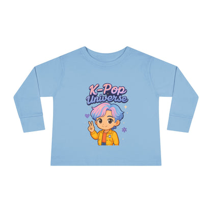 Toddler K-Pop Universe Tee, Cute Kids Shirt, Long Sleeve Top for BTS Fans, Perfect for Birthdays, Gift for Little Ones