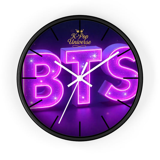 BTS Neon Wall Clock - Fan Gift, Bedroom Decor, K-Pop Collectible, Unique Wall Art, Birthday Present
