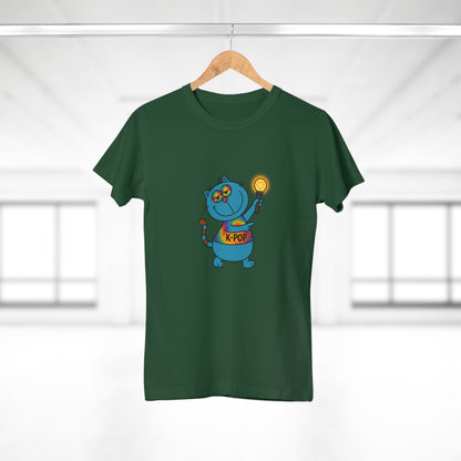 K-Pop Cat T-Shirt, Cute Cat Tee, K-Pop Fan Shirt, Women's Graphic Tee, Trendy Cat Apparel