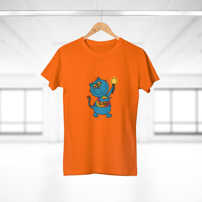 K-Pop Cat T-Shirt, Cute Cat Tee, K-Pop Fan Shirt, Women's Graphic Tee, Trendy Cat Apparel