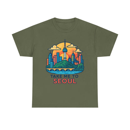 K-Pop Seoul Adventure Tee, Trendy Unisex T-Shirt, City Skyline Graphic, Music Lovers Gift, Casual Streetwear