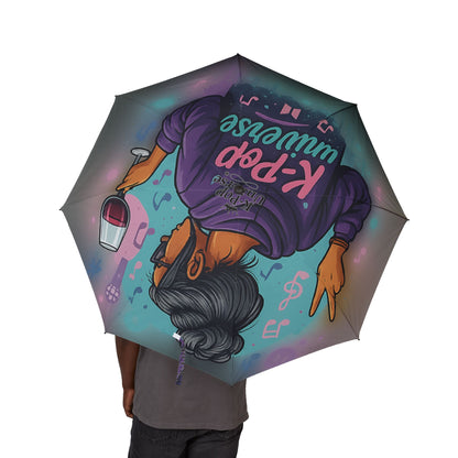 K-Pop Universe Artistic Umbrella, Stylish Rain Gear, Unique Gift for K-Pop Fans, Foldable Travel Umbrella, Music-Themed Accessories, k-pop universe