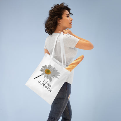 K-Pop Tote Bags, I Love G-Dragon Shopper, Cute Floral Tote, K-Pop Fan Accessory, Eco-Friendly Bag for Music Lovers,GD, G-DRAGON