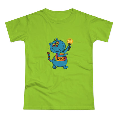 K-Pop Cat T-Shirt, Cute Cat Tee, K-Pop Fan Shirt, Women's Graphic Tee, Trendy Cat Apparel
