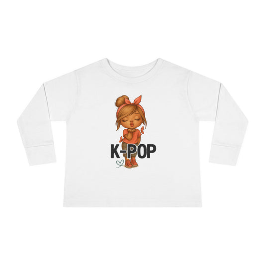 K-Pop Toddler Long Sleeve Tee, Cute K-Pop Shirt, Gift for Kids, Playtime Tee, Musical Kids Apparel, Child's Fashion Top
