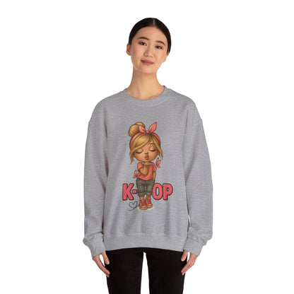 K-Pop Girl Crewneck Sweatshirt, Trendy Gift for Music Lovers, Stylish Cozy Wear, Perfect for Concerts, Fashionable Graphic Sweatshirt