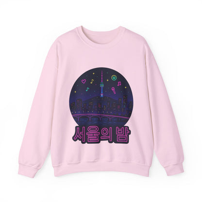 K-Pop Night Crewneck Sweatshirt - Cozy Unisex Top for Fans, Music Lovers, Gift for Birthdays, Concerts, Casual Wear, Seoul Vibes