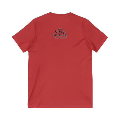 K-Pop Inspired Unisex V-Neck Tee, Trendy Music Fan Shirt, Graphic Tee for Concerts, Perfect Gift for K-Pop Lovers