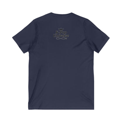K-Pop Inspired Unisex V-Neck Tee, Trendy Music Fan Shirt, Graphic Tee for Concerts, Perfect Gift for K-Pop Lovers