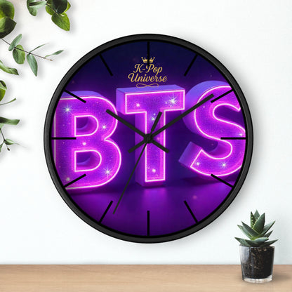 BTS Neon Wall Clock - Fan Gift, Bedroom Decor, K-Pop Collectible, Unique Wall Art, Birthday Present
