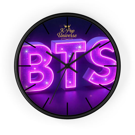 BTS Neon Wall Clock - Fan Gift, Bedroom Decor, K-Pop Collectible, Unique Wall Art, Birthday Present