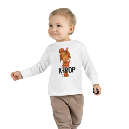 K-Pop Toddler Long Sleeve Tee, Cute K-Pop Shirt, Gift for Kids, Playtime Tee, Musical Kids Apparel, Child's Fashion Top