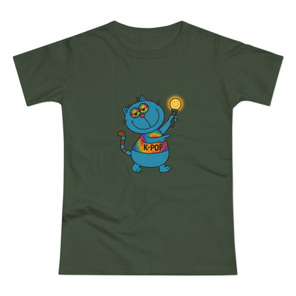 K-Pop Cat T-Shirt, Cute Cat Tee, K-Pop Fan Shirt, Women's Graphic Tee, Trendy Cat Apparel